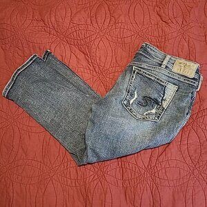Silver Jeans Women's Size 34 Zip Up Five Pocket Distressed Suki Capri Pants